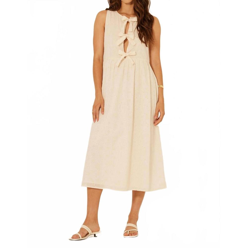 NEW BILA77 gibson bow midi dress in gardenia